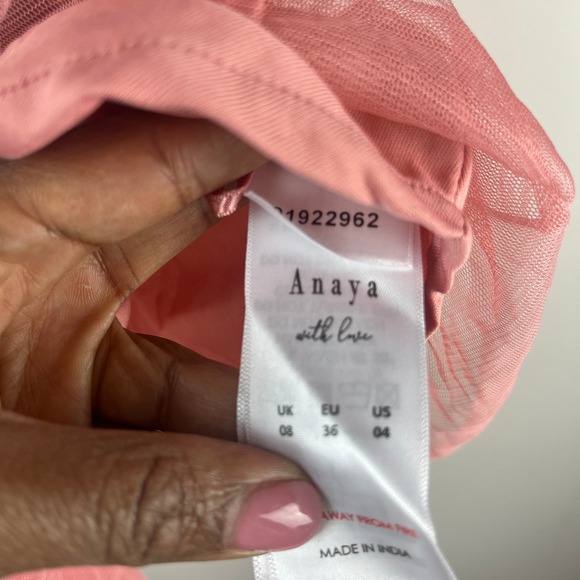 NWT Anaya with Love Pink Deep V Sleeveless Gathered Tulle Blouse Small - Picture 4 of 5